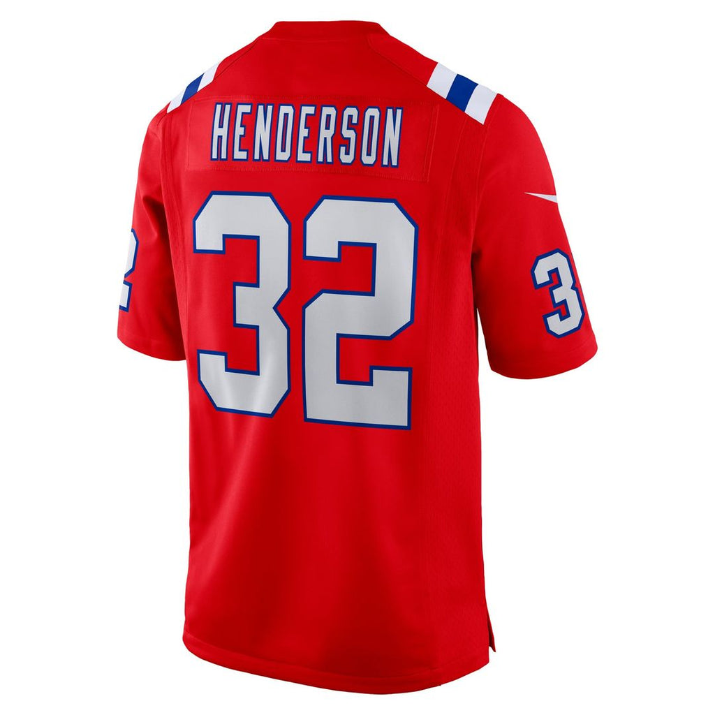 New England Patriots TreVeyon Henderson Red Alternate Game Player Jersey product image 6, provided for visual reference and