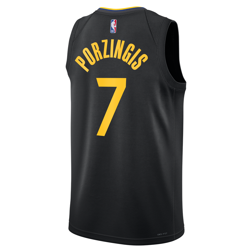 Kristaps Porziņģis Golden State Warriors 2024/25 Statement Edition Swingman Jersey - Black - Unisex product image 4,