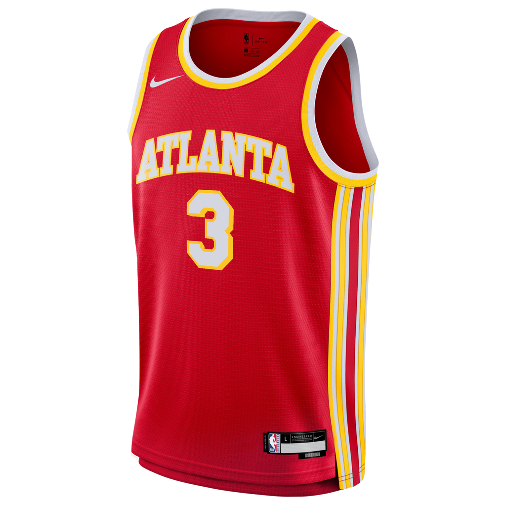 CJ McCollum Atlanta Hawks Icon Edition Swingman Jersey - Red - Youth product image 3, provided for visual reference and