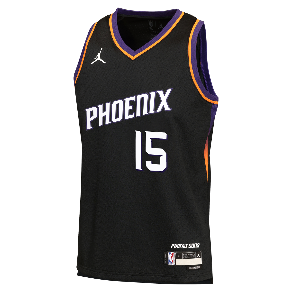 Devin Booker Phoenix Suns Statement Edition Jersey - Black - Youth product image 3, provided for visual reference and