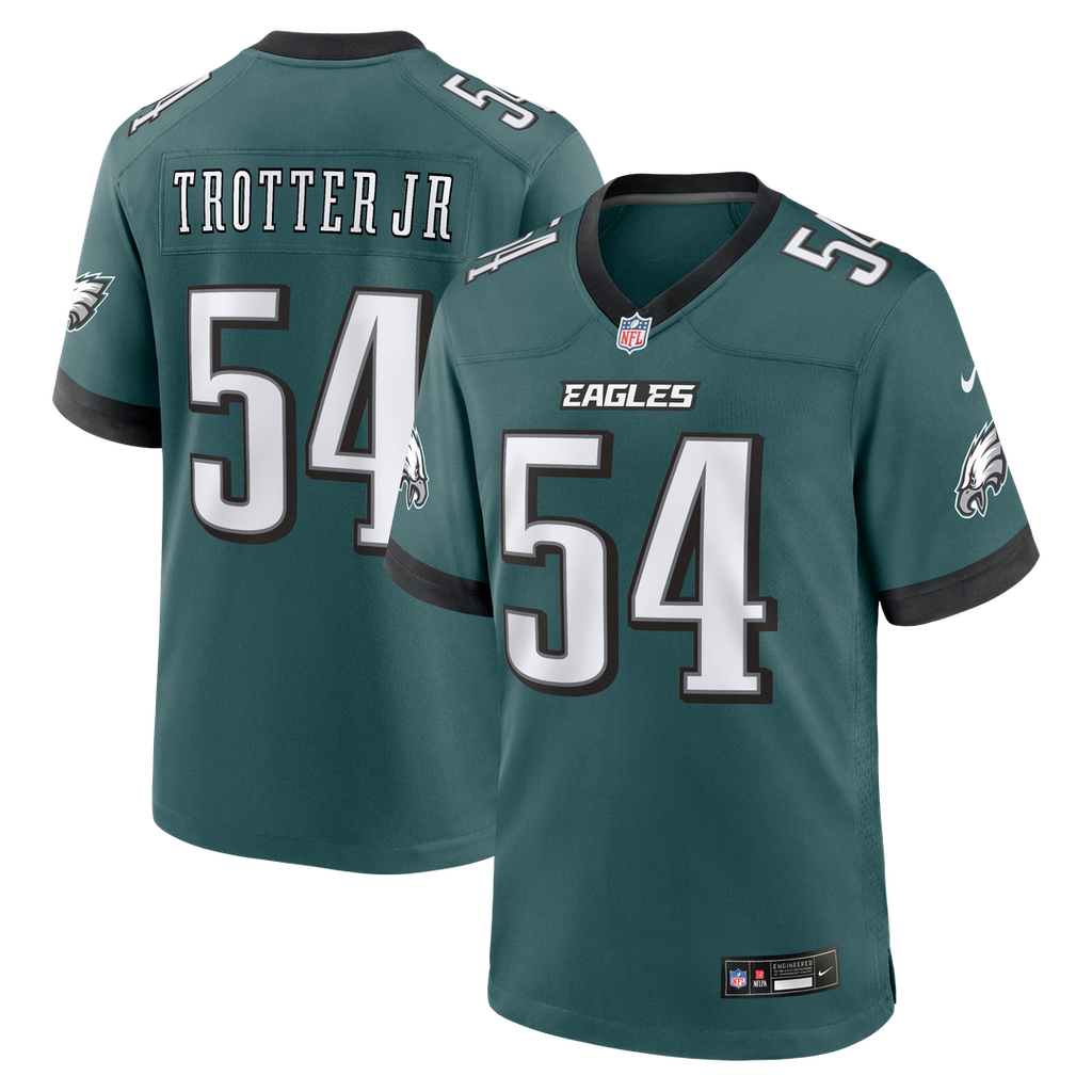 Philadelphia Eagles Jeremiah Trotter Jr. Midnight Green Team Game Jersey product image 1, provided for visual reference and