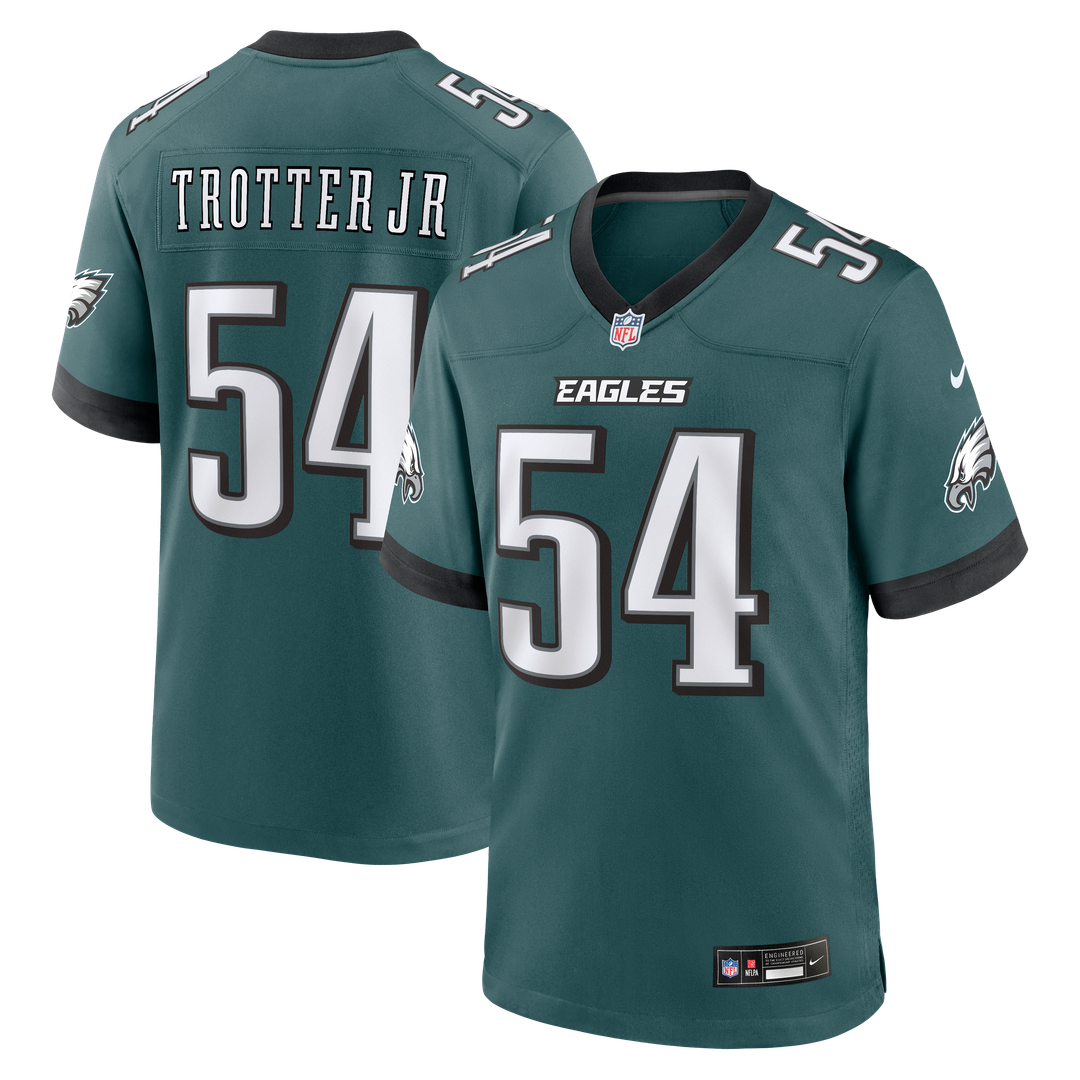 Philadelphia Eagles Jeremiah Trotter Jr. Midnight Green Team Game Jersey product image 1, provided for visual reference and