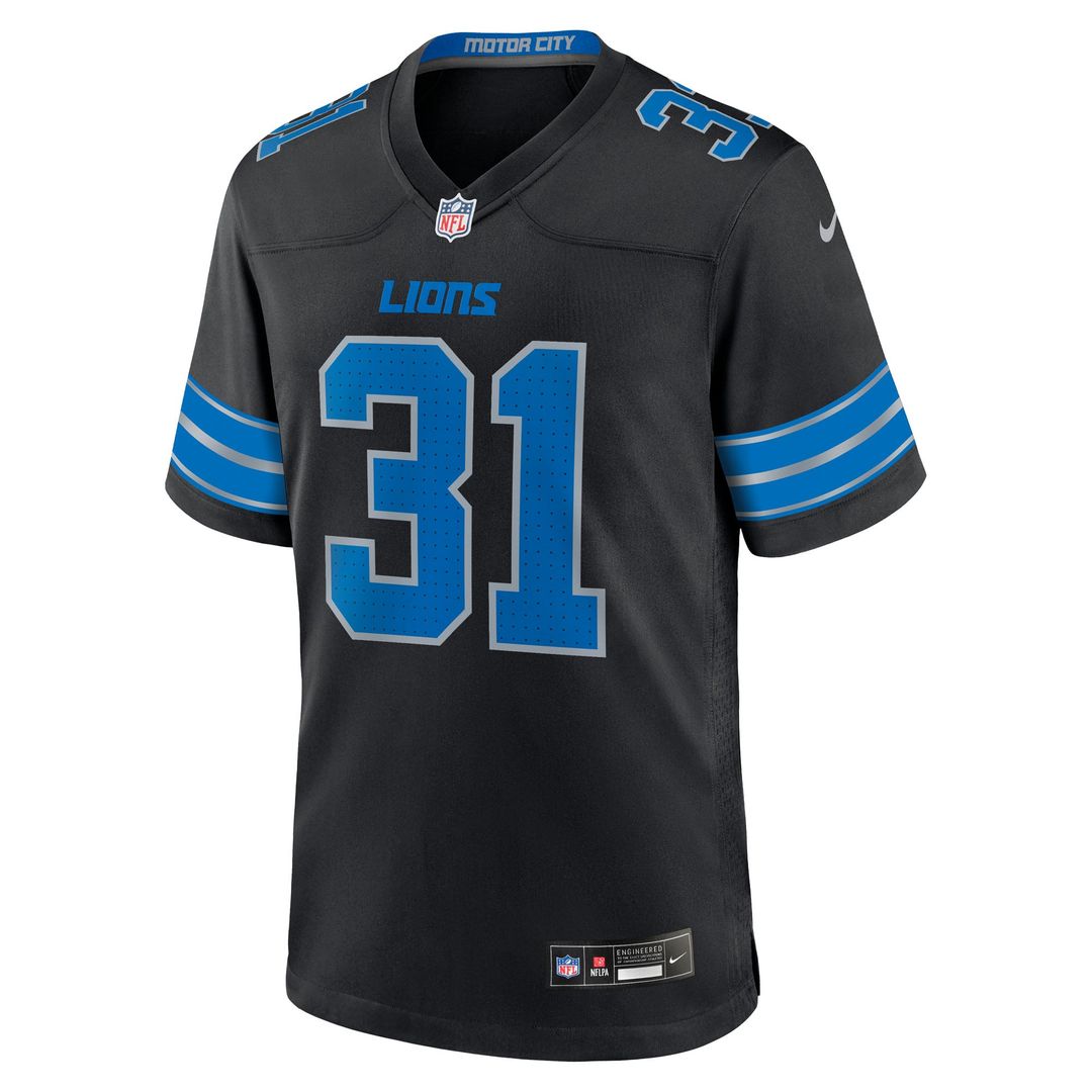 Detroit Lions Kerby Joseph Black Alternate Game Jersey product image 2, provided for visual reference and product detail
