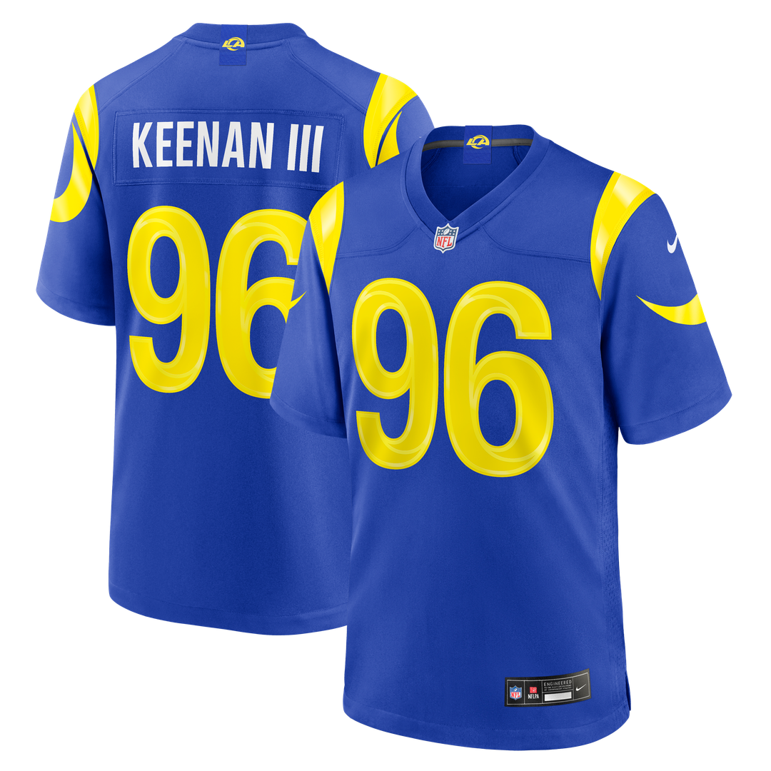 Los Angeles Rams Tim Keenan III Royal Team Game Jersey product image 1, provided for visual reference and product detail