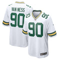 Green Bay Packers Lukas Van Ness White Game Jersey product image 1, provided for visual reference and product detail review