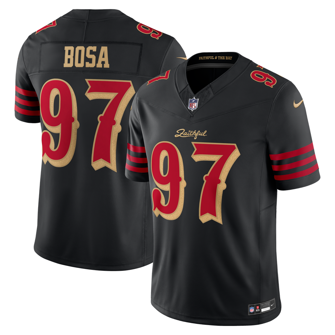 San Francisco 49ers Nick Bosa Black Rivalries Collection Stitched Limited Jersey product image 1, provided for visual