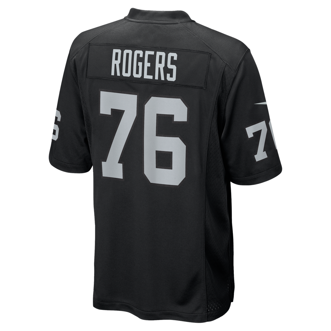 Las Vegas Raiders Caleb Rogers Black Team Game Jersey product image 3, provided for visual reference and product detail