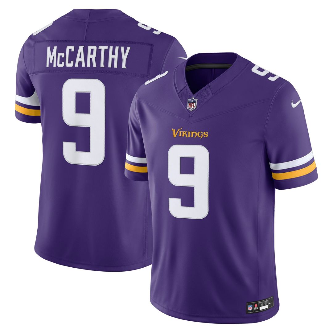 Minnesota Vikings J.J. McCarthy Purple Team Vapor F.U.S.E. Stitched Limited Jersey product image 1, provided for visual