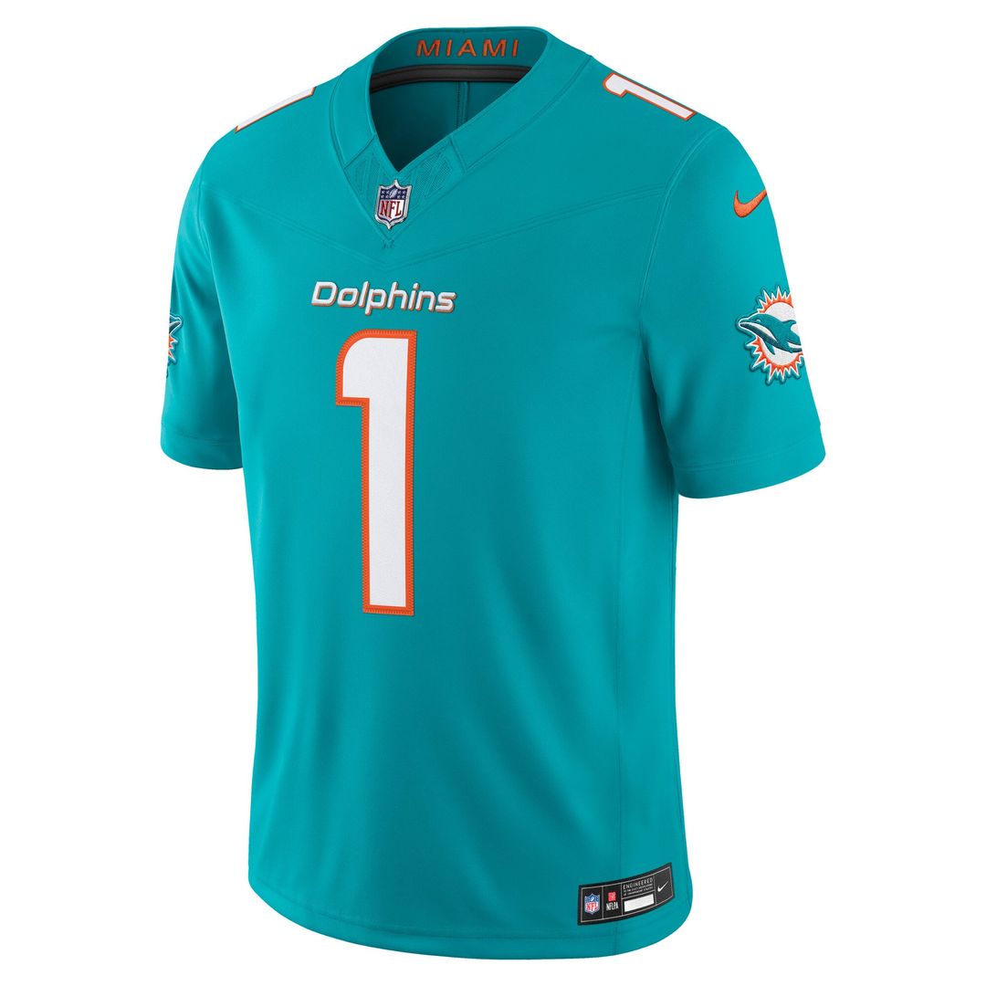 Miami Dolphins Tua Tagovailoa Aqua Team Vapor F.U.S.E. Stitched Limited Jersey product image 2, provided for visual