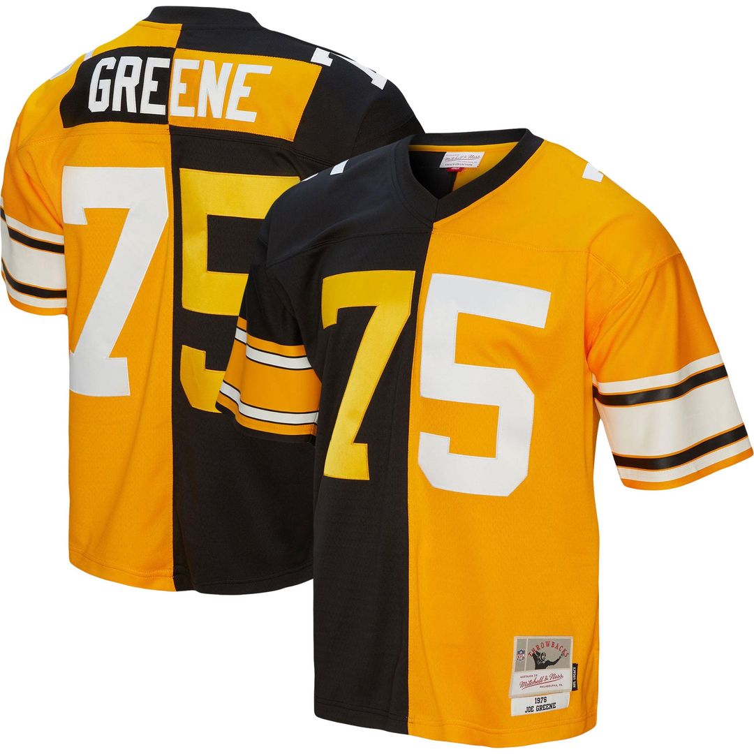 Pittsburgh Steelers Joe Greene Black/Gold 1976 Split Legacy Replica Jersey product image 1, provided for visual reference