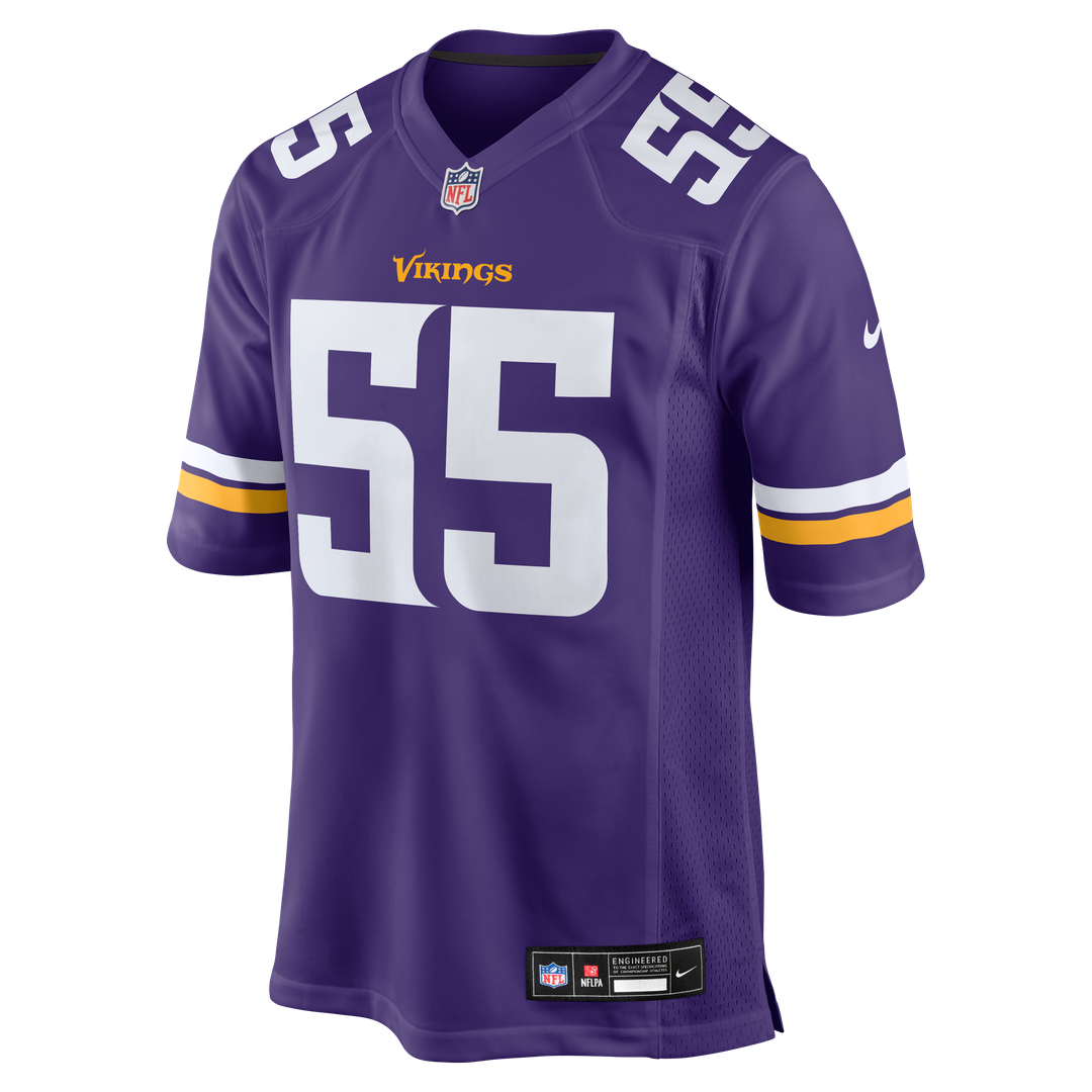 Minnesota Vikings Eric Wilson Purple Team Game Jersey product image 2, provided for visual reference and product detail