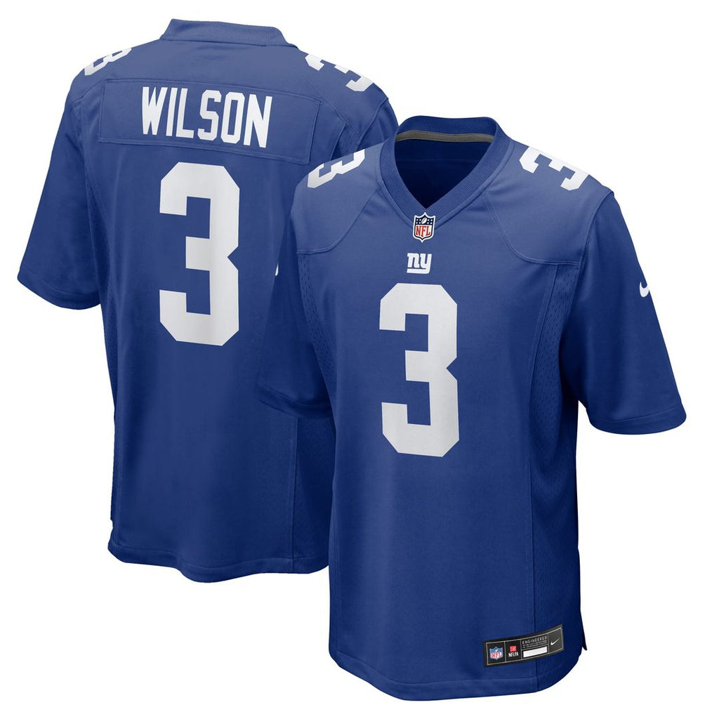New York Giants Russell Wilson Royal Game Jersey product image 1, provided for visual reference and product detail review