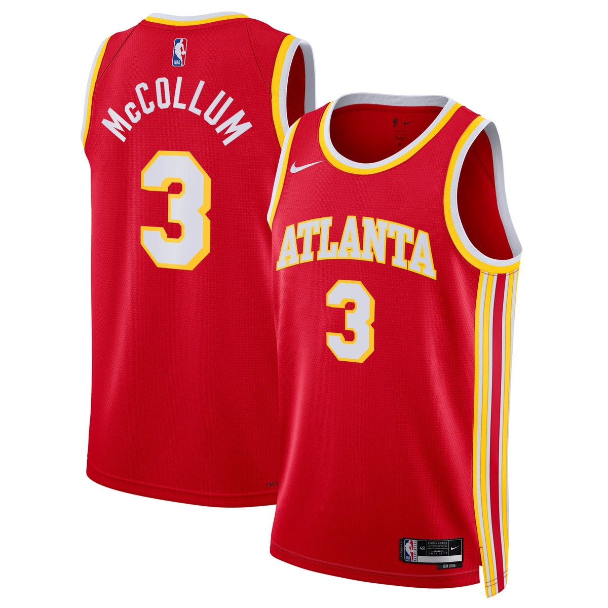 Atlanta Hawks Icon Edition Swingman Basketball Jersey - Red - CJ McCollum - Unisex product image 1, provided for visual