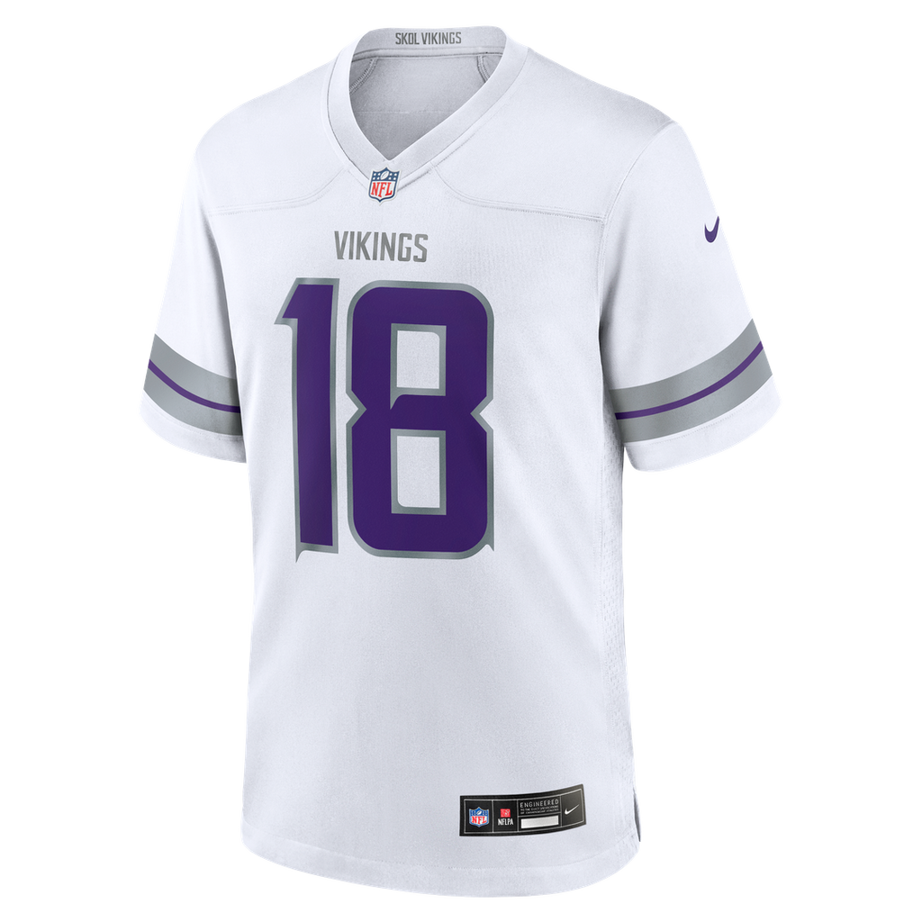 Minnesota Vikings Justin Jefferson White Alternate Game Player Jersey product image 6, provided for visual reference and