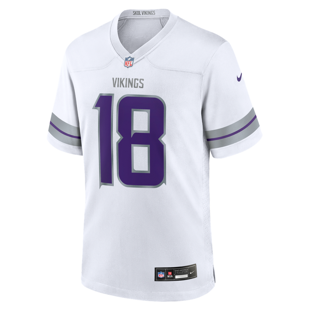 Minnesota Vikings Justin Jefferson White Alternate Game Player Jersey product image 6, provided for visual reference and