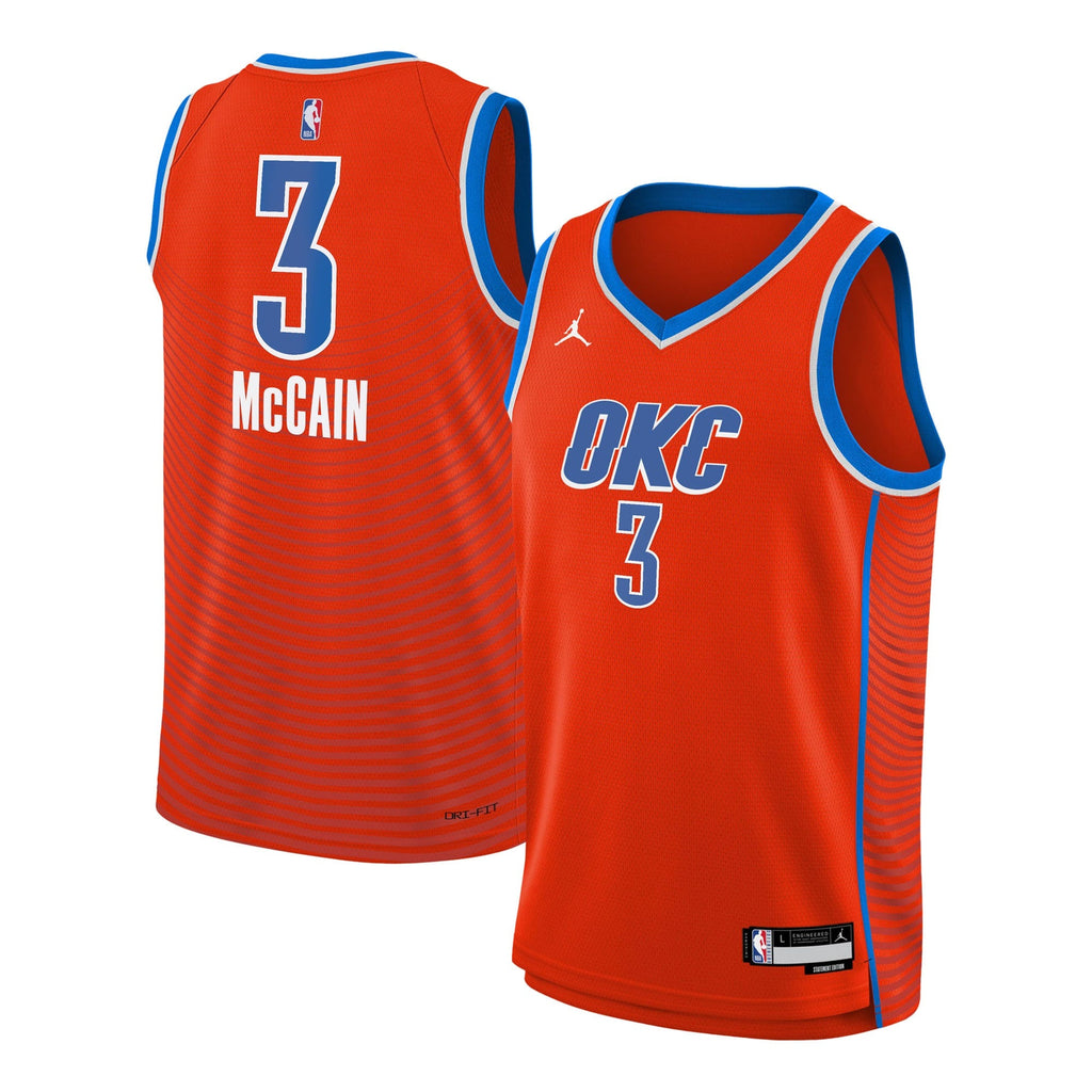 Jared McCain Oklahoma City Thunder Statement Edition Swingman Jersey - Orange - Youth product image 2, provided for visual