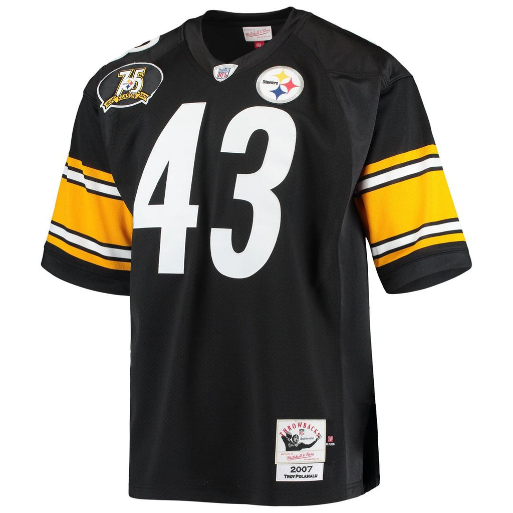 Pittsburgh Steelers 2007 Troy Polamalu Black Authentic Throwback Retired Player Jersey product image 2, provided for visual