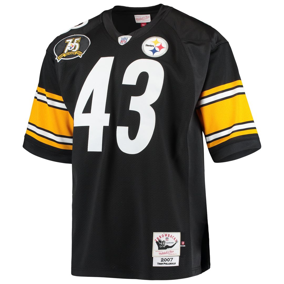 Pittsburgh Steelers 2007 Troy Polamalu Black Authentic Throwback Retired Player Jersey product image 2, provided for visual