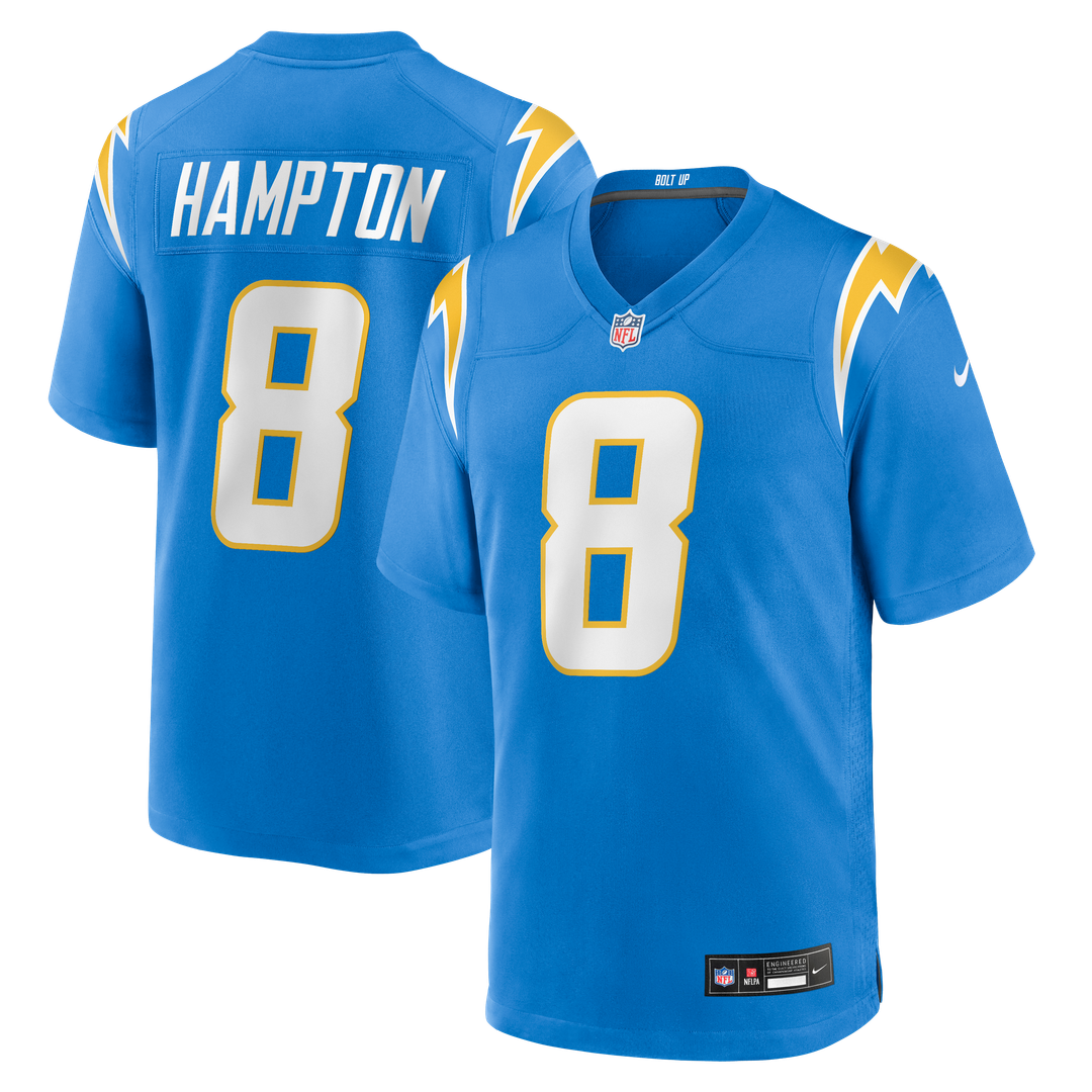 Los Angeles Chargers Omarion Hampton Powder Blue Team Game Jersey product image 1, provided for visual reference and product
