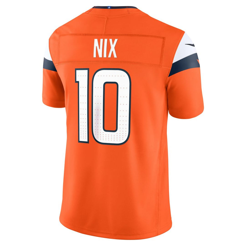Denver Broncos Bo Nix Orange Team Vapor F.U.S.E. Stitched Limited Jersey product image 3, provided for visual reference and