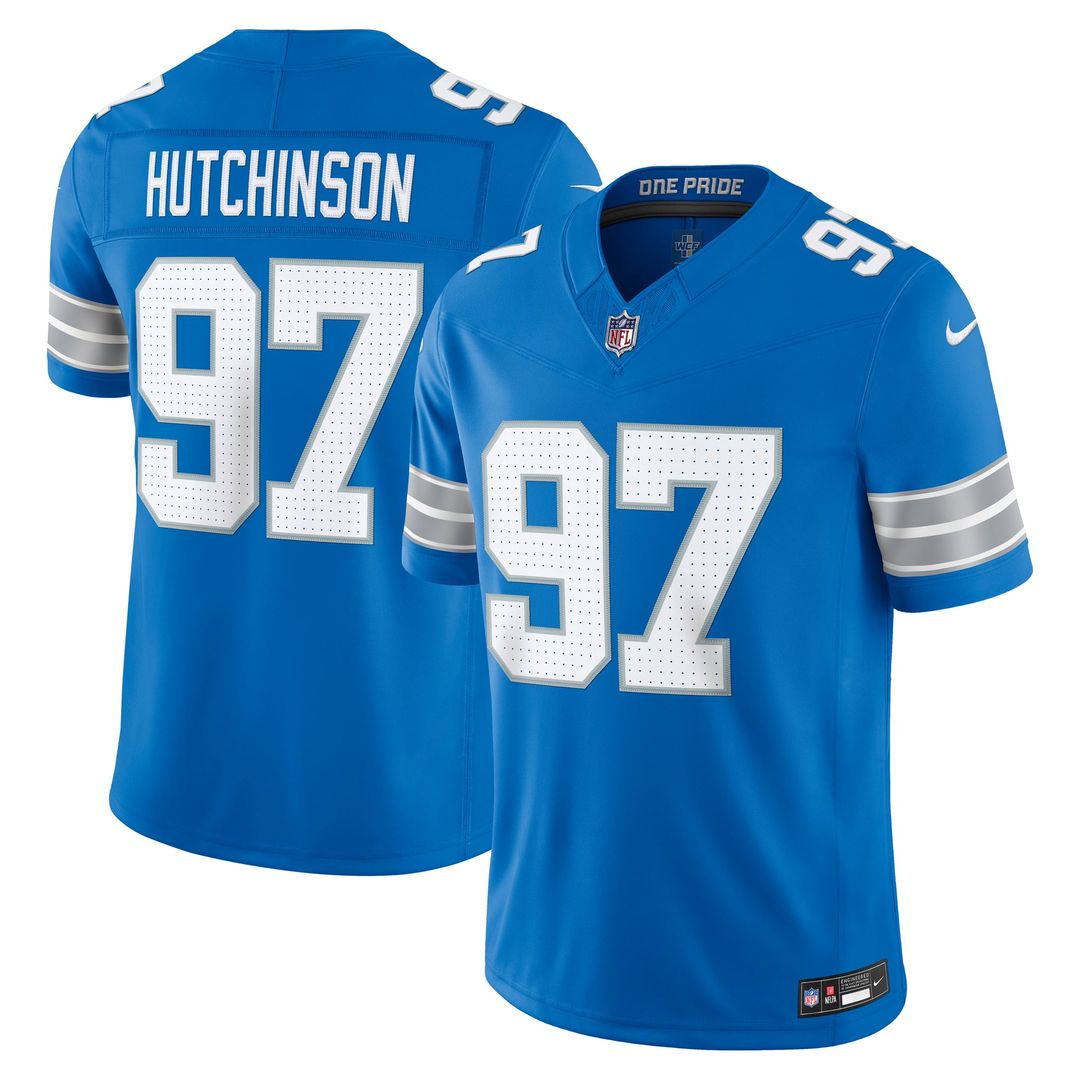 Detroit Lions Aidan Hutchinson Blue Team Vapor F.U.S.E. Stitched Limited Jersey product image 4, provided for visual