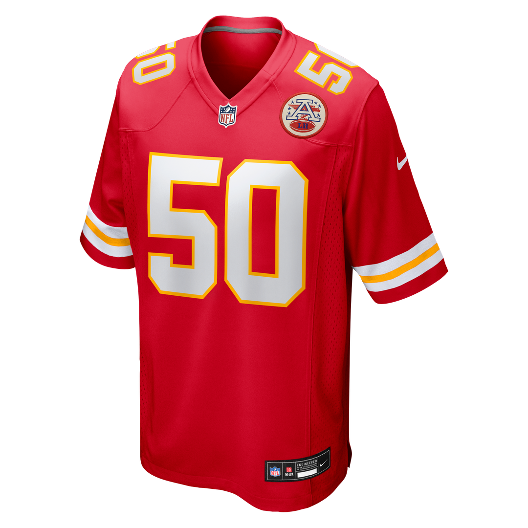 Kansas City Chiefs Brandon George Red Team Game Jersey product image 2, provided for visual reference and product detail