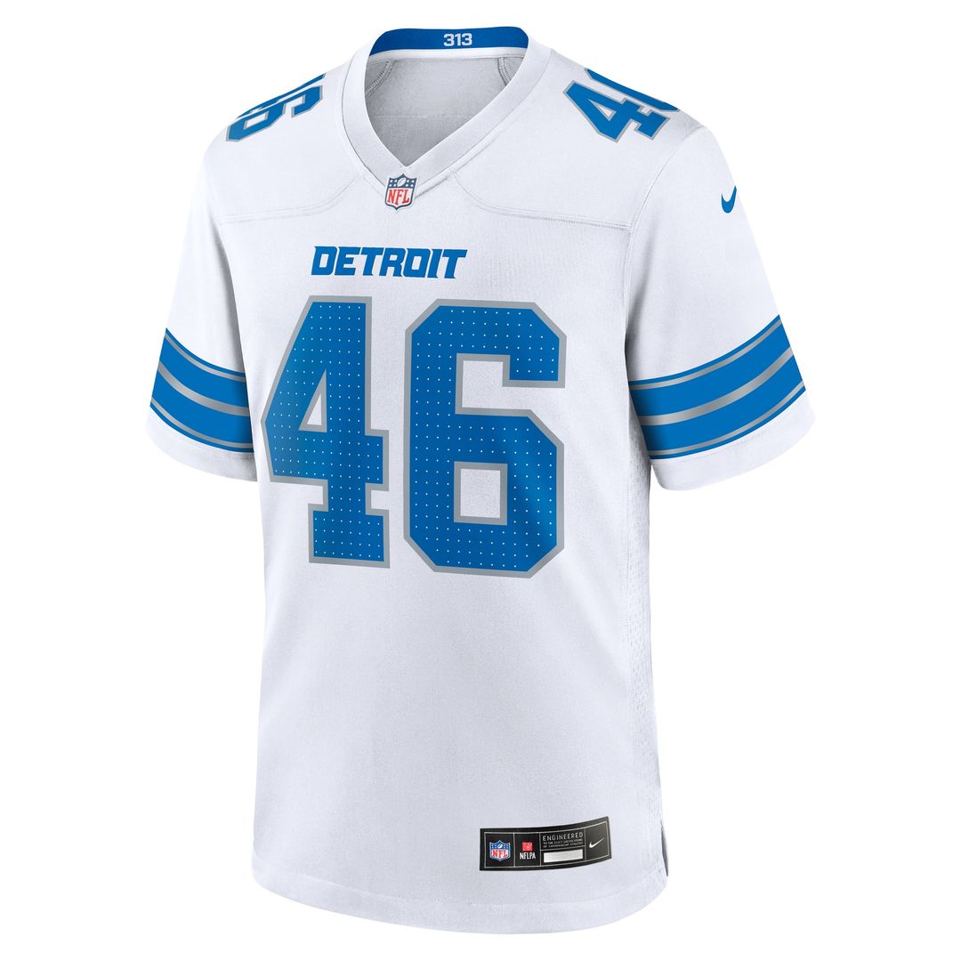 Detroit Lions Jack Campbell White White Game Jersey product image 2, provided for visual reference and product detail review