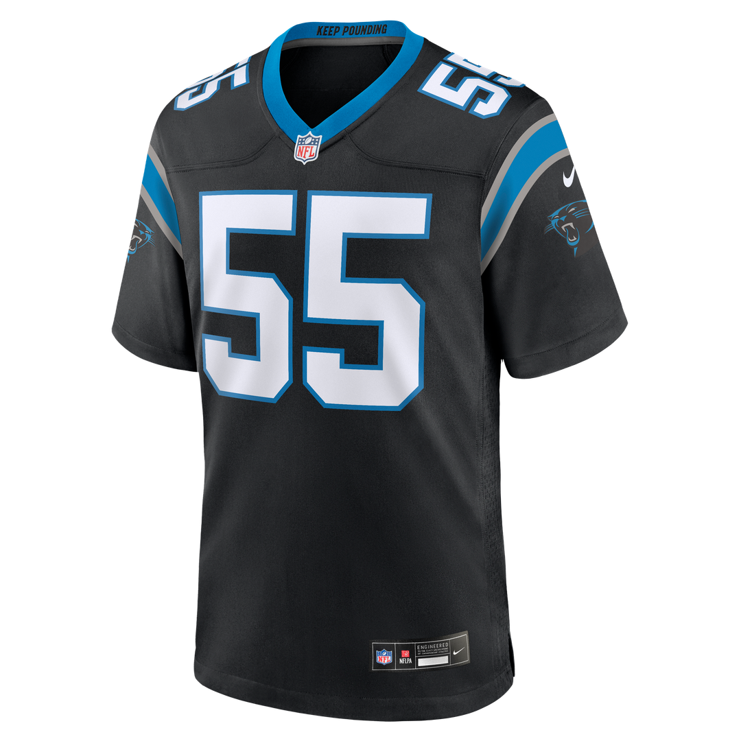 Carolina Panthers Maema Njongmeta Black Team Game Jersey product image 2, provided for visual reference and product detail