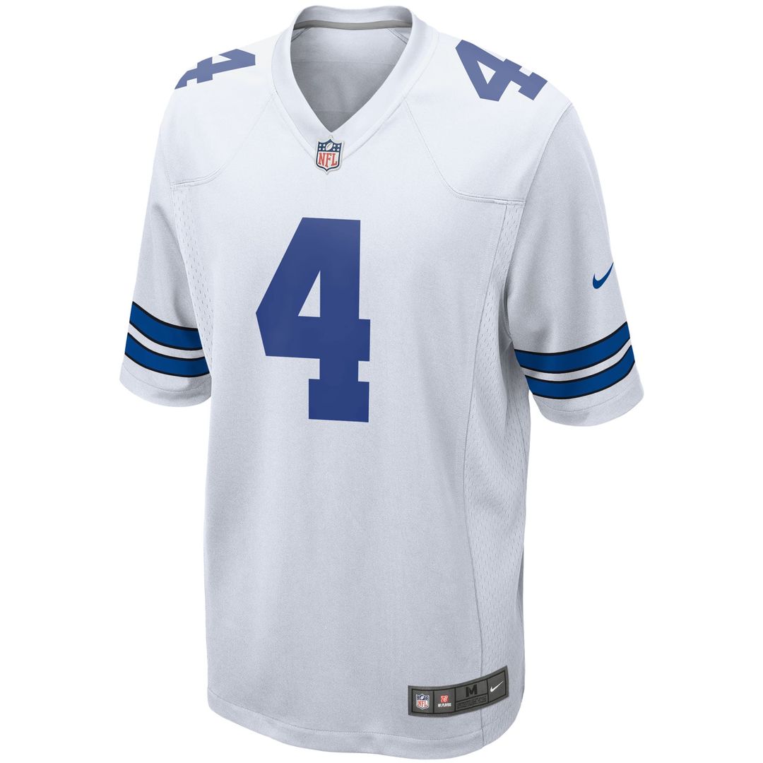 Dallas Cowboys Dak Prescott White Game Team Jersey product image 5, provided for visual reference and product detail review