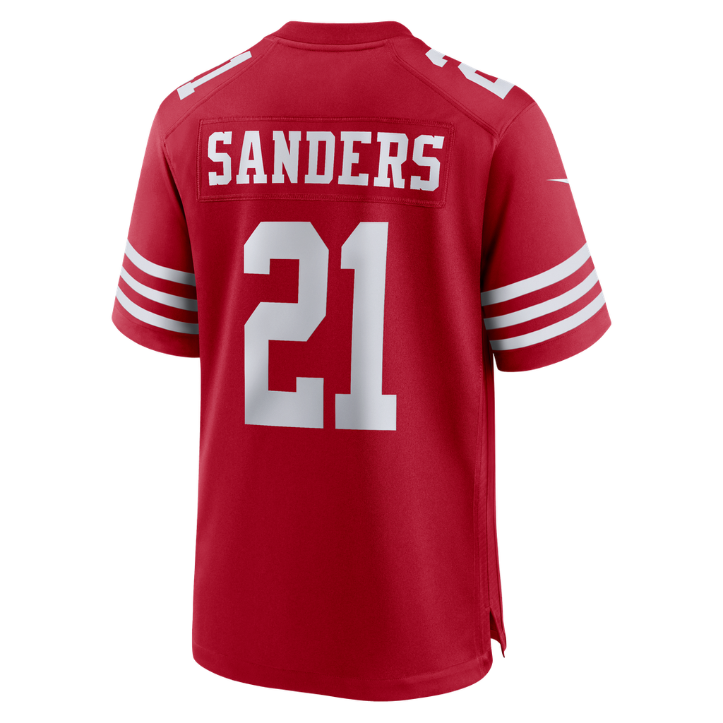 San Francisco 49ers Deion Sanders Scarlet Team Retired Player Game Jersey product image 3, provided for visual reference and