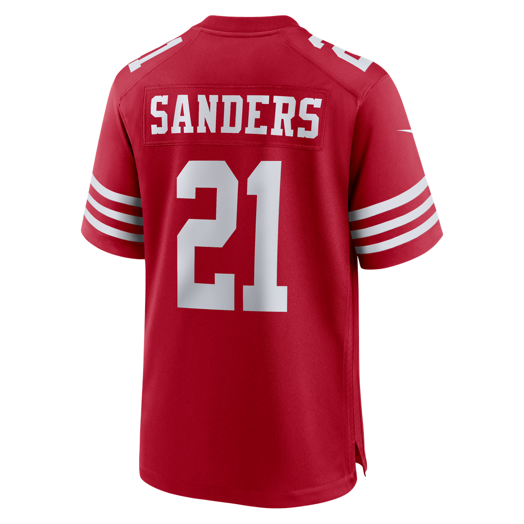 San Francisco 49ers Deion Sanders Scarlet Team Retired Player Game Jersey product image 3, provided for visual reference and