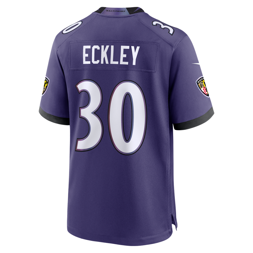Baltimore Ravens Ryan Eckley Purple Team Game Jersey product image 3, provided for visual reference and product detail review