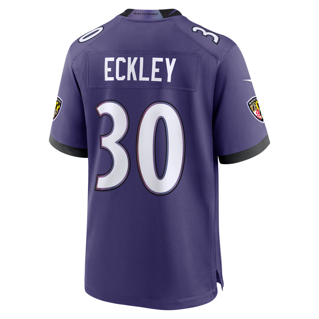 Baltimore Ravens Ryan Eckley Purple Team Game Jersey product image 3, provided for visual reference and product detail review
