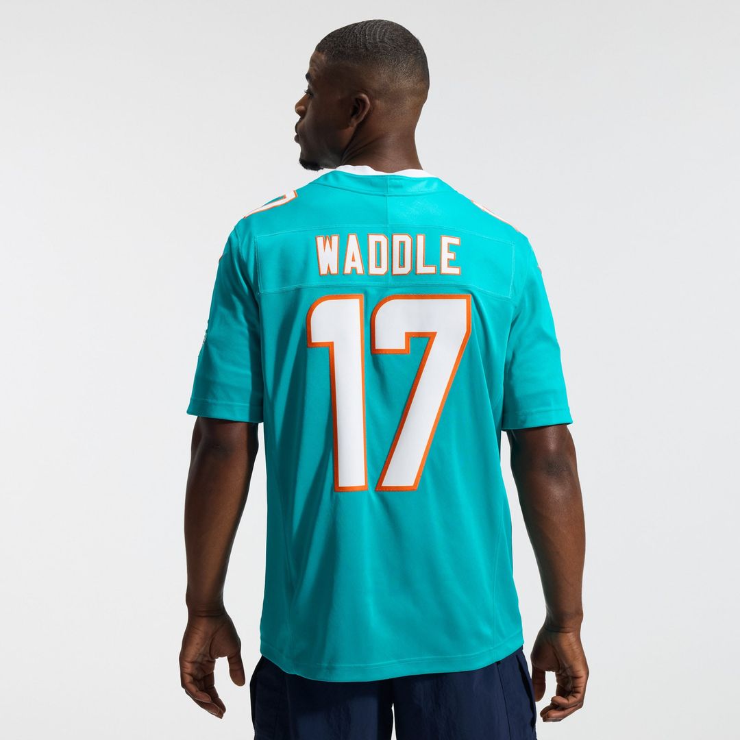 Miami Dolphins Jaylen Waddle Aqua Team Vapor F.U.S.E. Stitched Limited Jersey product image 3, provided for visual reference