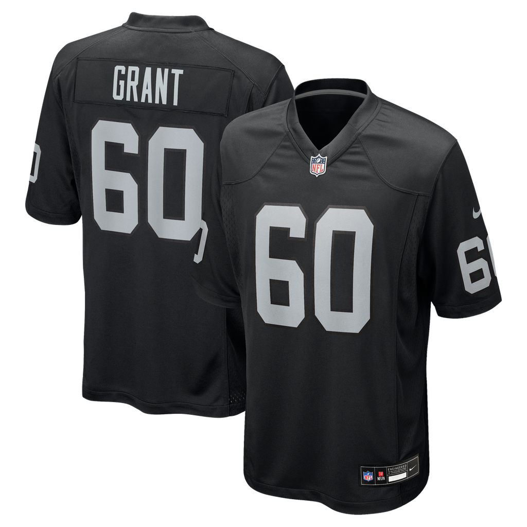Las Vegas Raiders Charles Grant Black Team Game Jersey product image 1, provided for visual reference and product detail