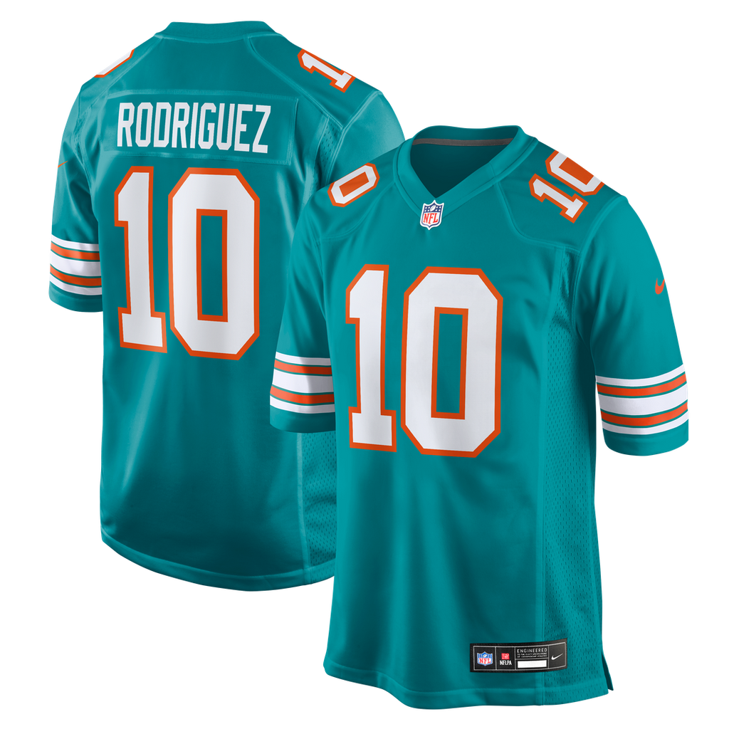 Miami Dolphins Jacob Rodriguez Aqua Alternate Game Jersey product image 1, provided for visual reference and product detail