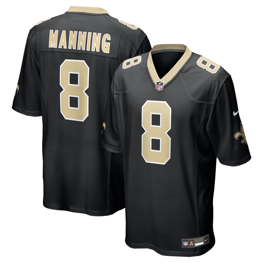 New Orleans Saints Archie Manning Black Game Retired Player Jersey product image 1, provided for visual reference and