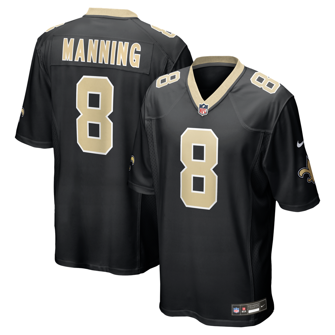 New Orleans Saints Archie Manning Black Game Retired Player Jersey product image 1, provided for visual reference and