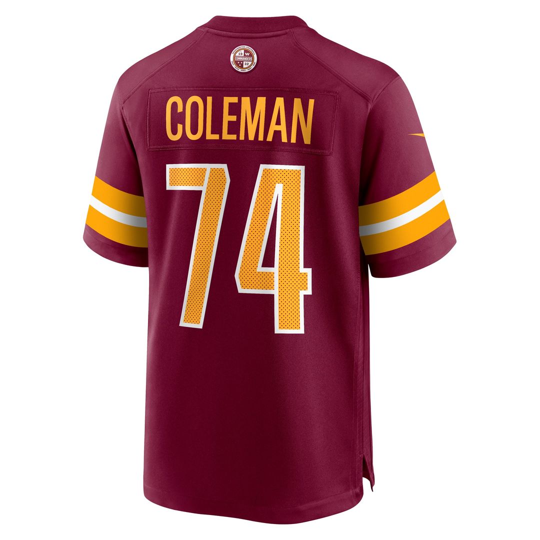 Washington Commanders Brandon Coleman Burgundy Game Jersey product image 3, provided for visual reference and product detail