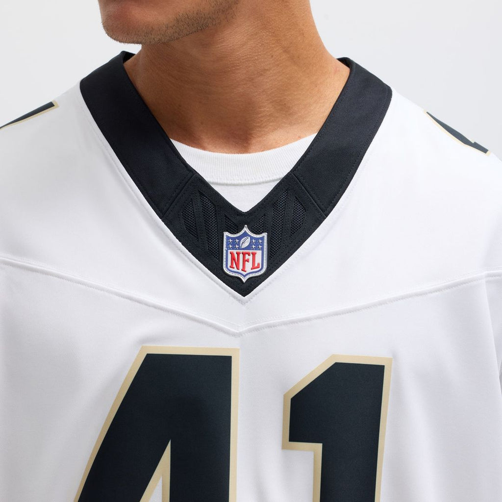 New Orleans Saints Alvin Kamara White Vapor F.U.S.E. Limited Jersey product image 7, provided for visual reference and