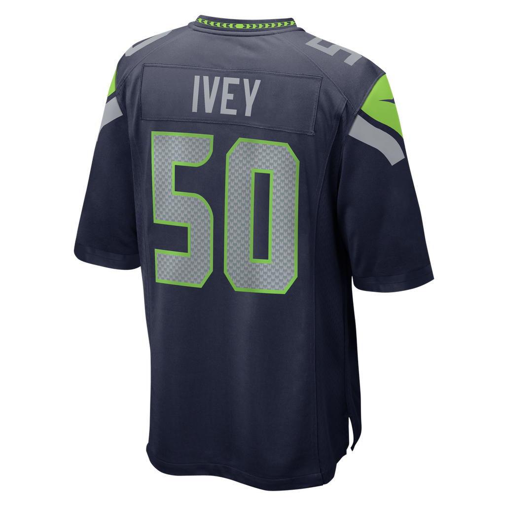 Seattle Seahawks Jared Ivey College Navy Team Game Jersey product image 3, provided for visual reference and product detail