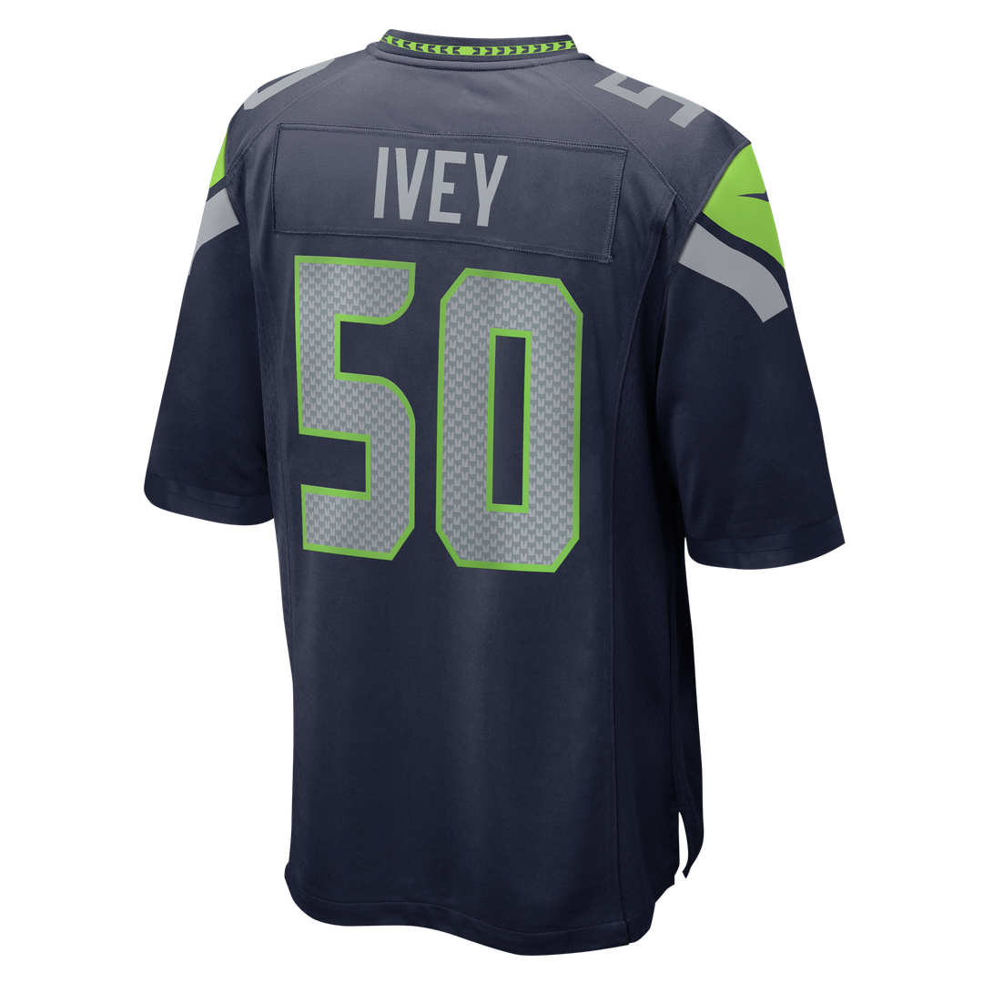 Seattle Seahawks Jared Ivey College Navy Team Game Jersey product image 3, provided for visual reference and product detail
