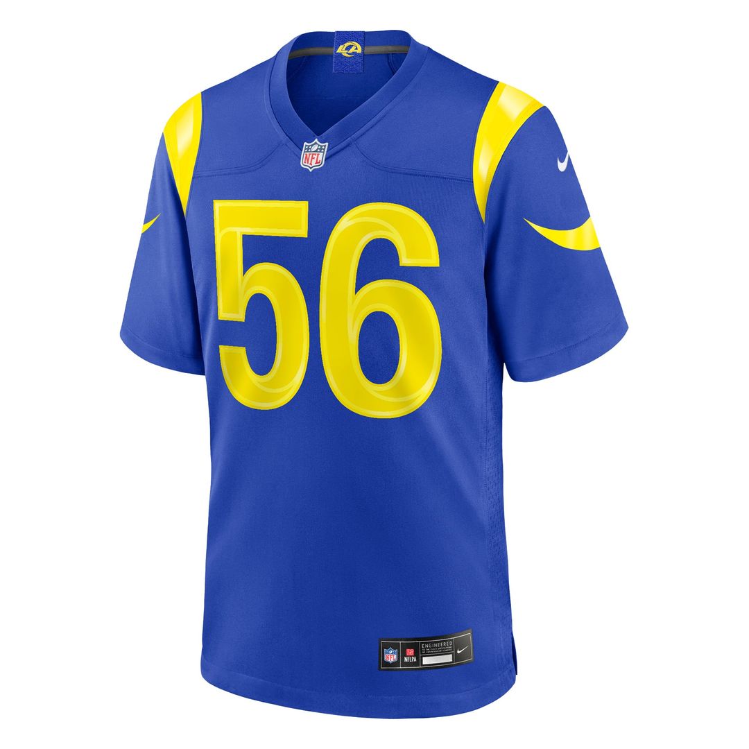 Los Angeles Rams Shaun Dolac Royal Team Game Jersey product image 2, provided for visual reference and product detail review