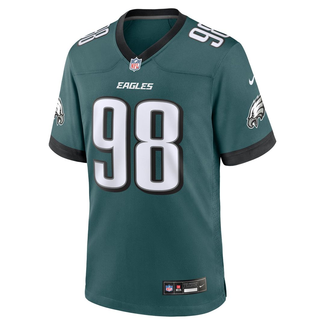 Philadelphia Eagles Jalen Carter Midnight Green Team Game Jersey product image 2, provided for visual reference and product
