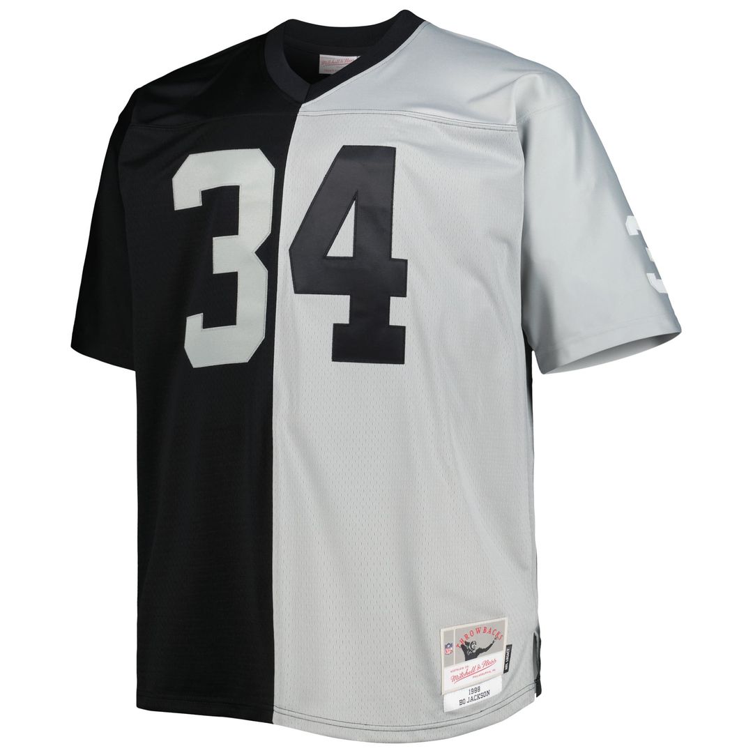 Las Vegas Raiders Bo Jackson Black/Silver Big & Tall Split Legacy Retired Player Replica Jersey product image 2, provided