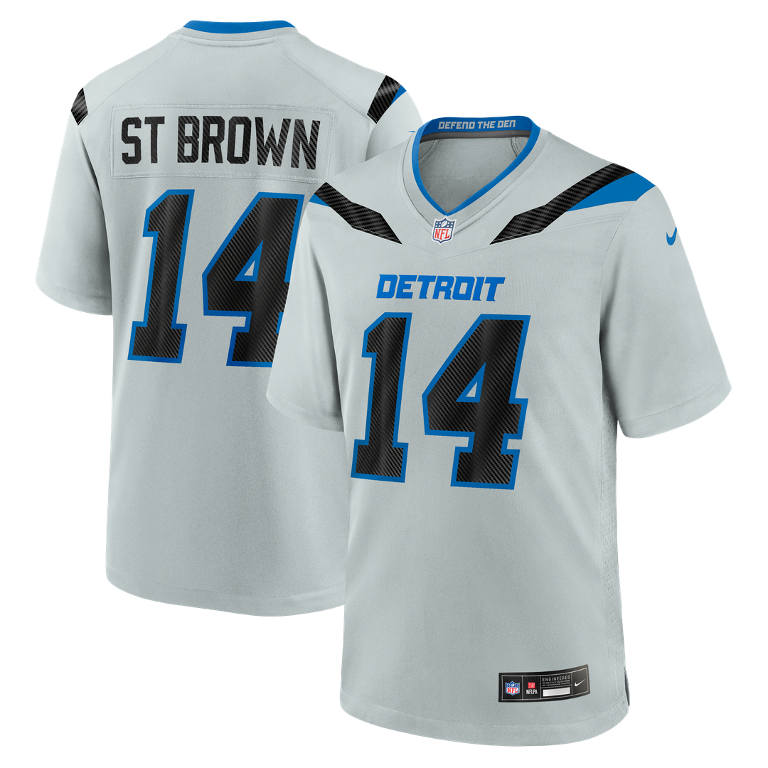 Detroit Lions Amon-Ra St. Brown Silver 2026 Rivalries Collection Game Jersey product image 1, provided for visual reference
