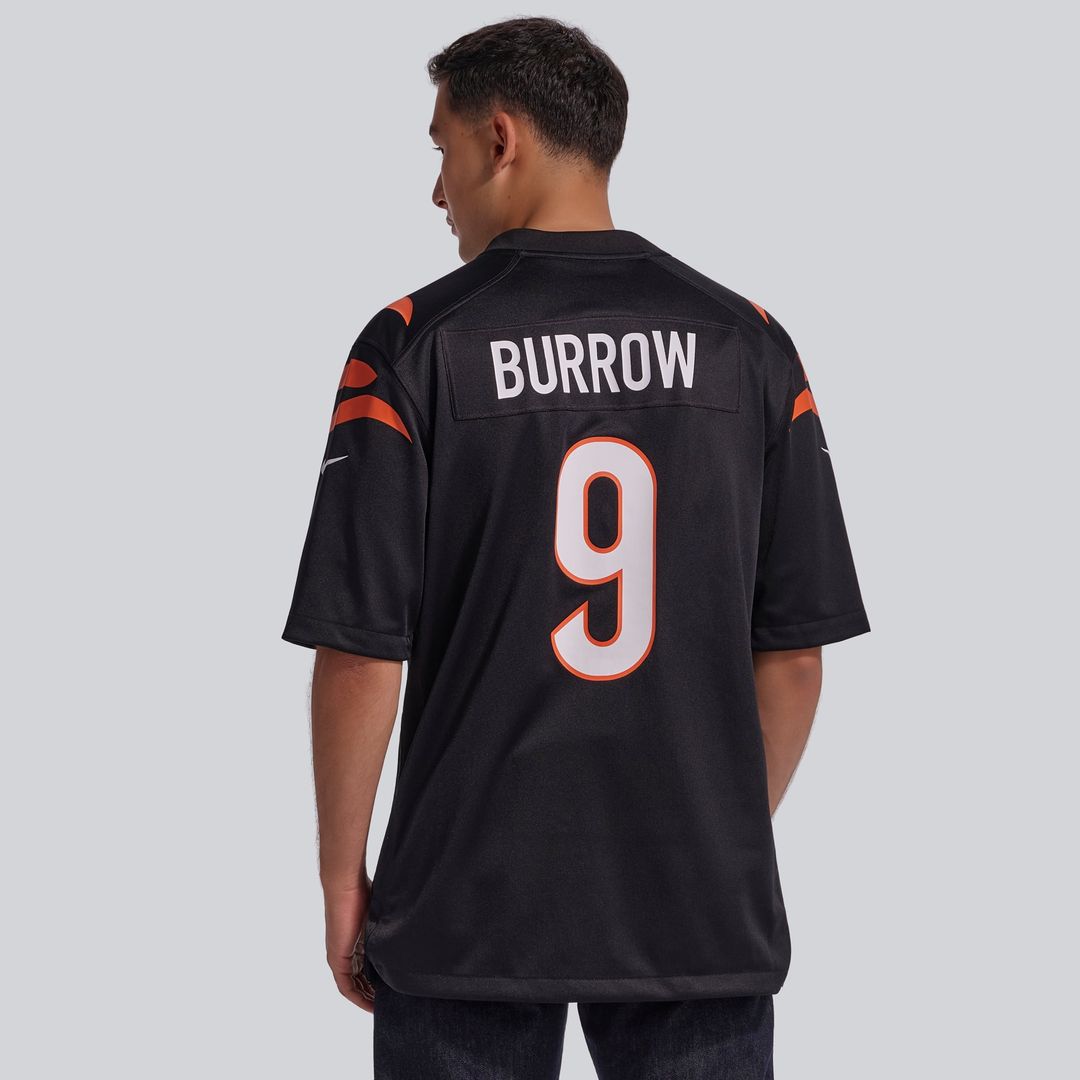 Cincinnati Bengals Joe Burrow Black Player Game Jersey product image 3, provided for visual reference and product detail