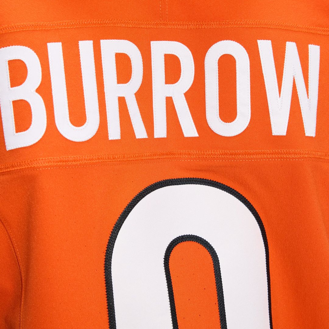 Cincinnati Bengals Joe Burrow Orange Team Vapor F.U.S.E. Elite Jersey product image 12, provided for visual reference and