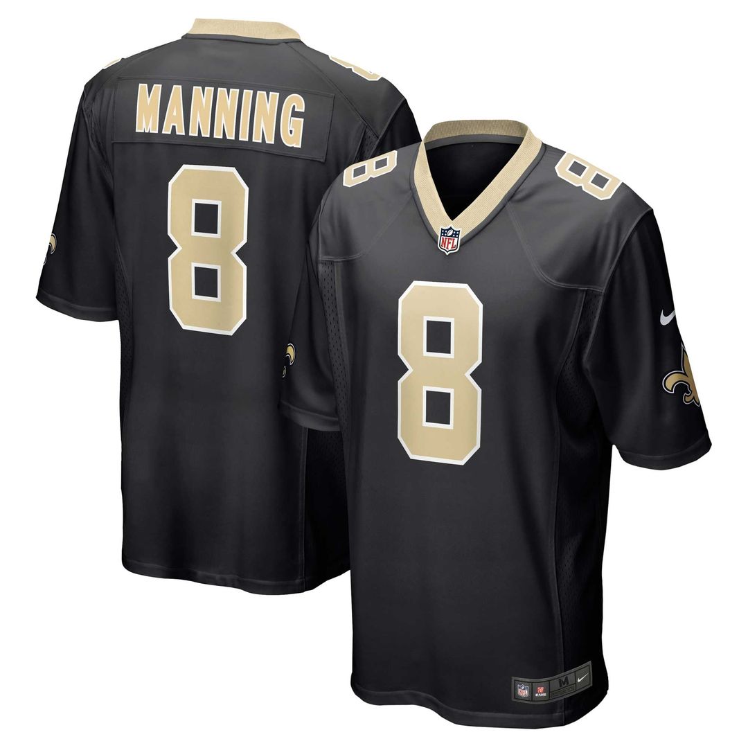 New Orleans Saints Archie Manning Black Retired Player Game Jersey product image 1, provided for visual reference and