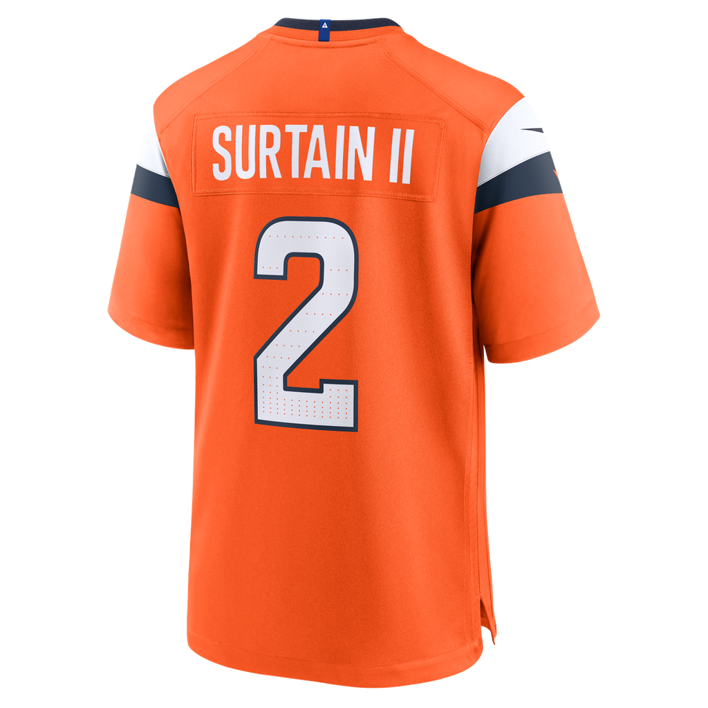 Denver Broncos Patrick Surtain II Orange Team Game Jersey product image 7, provided for visual reference and product detail